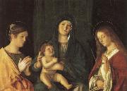 Giovanni Bellini Madonna and Child Between SS.Catherine and Ursula oil on canvas